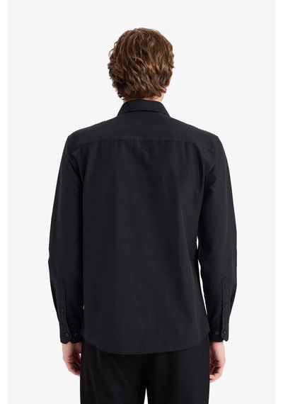 Defacto Modern Fit Polo Yaka Uzun Kollu Gömlek G0375ax26spbk27 Siyah-bk27