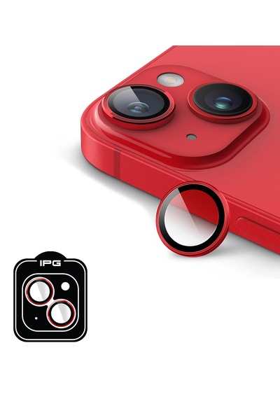 Apple Uyumlu iPhone 14 / 14 Plus İçin Ipg Kamera Lens Koruyucu - Kırmızı