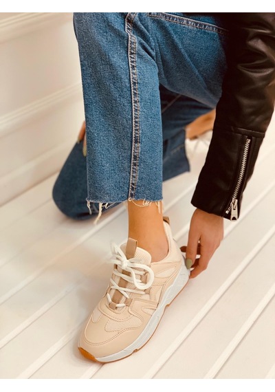 Erva'nın Butiği Ten Deri Travis Kadın Sneakers-2722