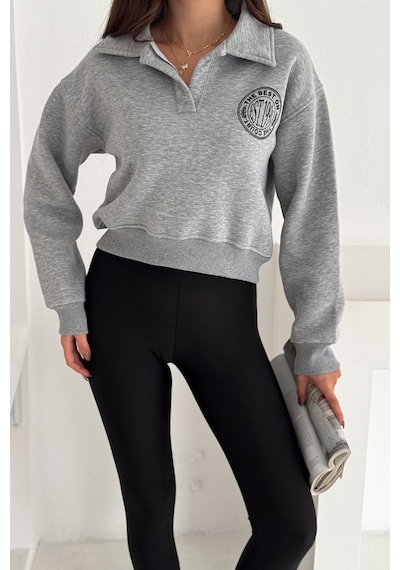 Noa & Noa Kadın Baskılı Oversize Sweatshirt Sporty Season 1992 Gri