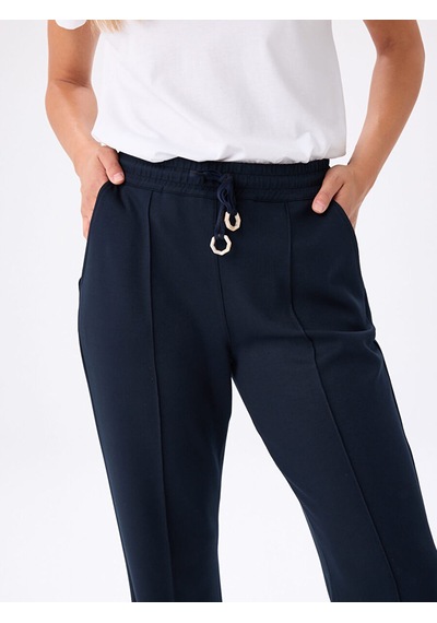 Faik Sönmez Relax Önü Dikiş Detaylı Wide Leg Fit Örme Pantolon W27pnt034 Uw27pnt03420 Lacivert