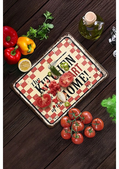 Cam Kesme Tahtası, Kesme Tablası Kenarları Oval, Antibakteriyal, Sunum Tahtası Kırmızı Kırmızı