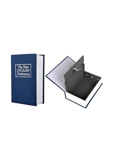 Kitap Görünümlü Anahtarlı Çelik Mini Kasa Ev İçin Altın Takı Kutusu Kasa Kumbara Kilitli Sandık