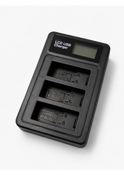 Coverzone Gopro Hero 9 Hero 10 Hero 11 Hero 12 İle Uyumlu 3 Slot Lcd Ekranlı Usb Batarya Şarj Cihazı Ahdbt-901 Ahdbt-