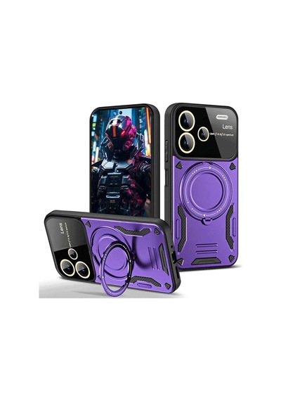 Xiaomi Redmi Note 13 Pro Plus Joy Lens Standlı Kapak - Mor