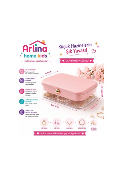 30 Bölmeli Pembe Takı Kutusu Düzenleyici Seyahat Çantası Kolye Yüzük Küpe Organizer 18cmx12,5cm