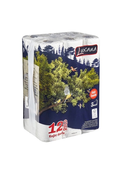 Luxana 3 Katlı Kağıt Havlu 12'li Paket - Güçlü Emici 3'li Ekonomik Paket - 3 Adet Tarı