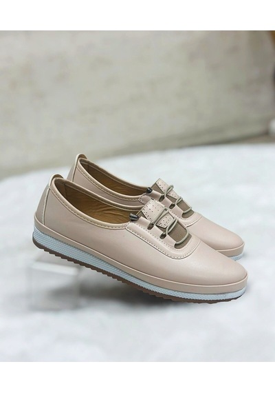 Meluxury Shoes Tam Ortopedik Siyah Anne Ayakkabısı Sportif Babet Model Kadın Ayakkabı Model:mg361 Krem