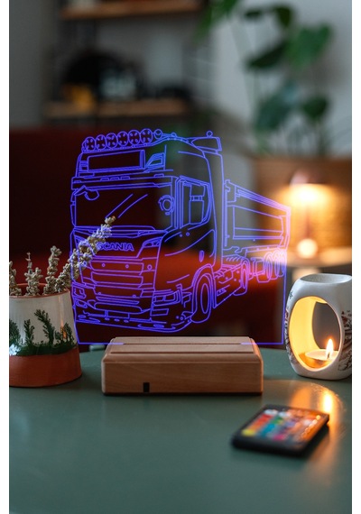 Scania Tır 16 Renk Kumandalı 3d Gece Lambası