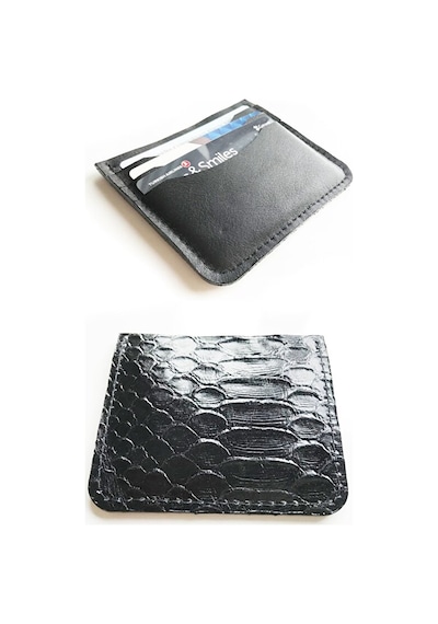 Vip Gift Erkek Siyah Hakiki Deri Desenli Cüzdan Kartlık Çok Renkli