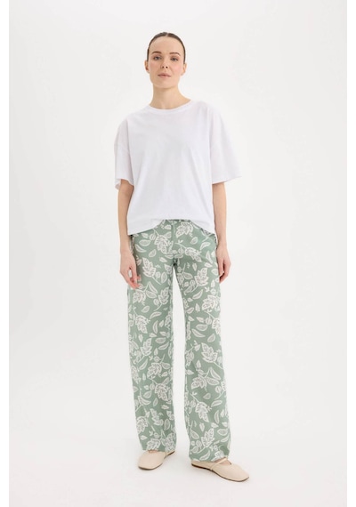 DeFacto Rahat Pantolon Wide Leg Geniş Bol Paça Desenli Yüksek Bel C4042AX25SPKH434