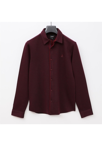 Erkek Şardonsuz Uzun Kol İnce Gömlek - Djg-1002 - Bordo Bordo