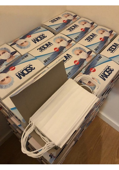 Cerrahi Maske 3 Katlı 50'Li Kutu Burun Telli Maske Ultrasonic Maske