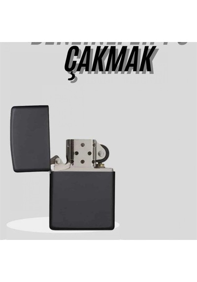 Parlak Siyah Deri Kaplamalı Doldurulabilir Şık Çakmak