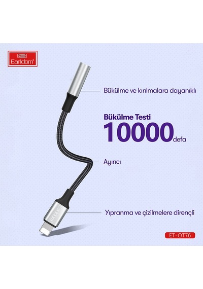 Earldom Ot76 Tak Çalıştır 12cm Lightning To Aux Dönüştürücü - M414