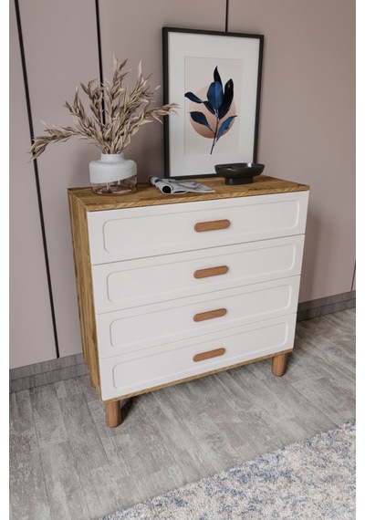 Flora Bohem Serisi 4 Çekmeceli Şifonyer Mdf Mebran Kapaklı Ceviz Aytaşı 90x90 Cm Ceviz - Ekru Flora Bohem Serisi 4 Çekmeceli Şifonyer Mdf Mebran Kapaklı Ceviz Aytaşı 90x90 Cm Ceviz - Ekru