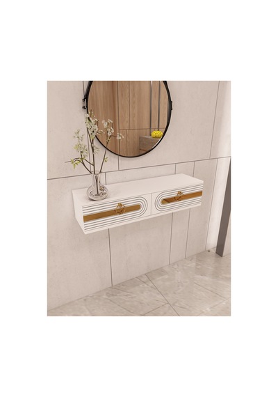 Heras 90 Cm Duvara Monte Kapaklı Raflı Makyaj Masası Dresuar Beyaz-altın Beyaz-altın Heras 90 Cm Duvara Monte Kapaklı Raflı Makyaj Masası Dresuar Beyaz-altın Beyaz-altın