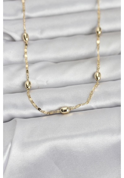 Cm 14k Gold Renk Damla Topçuklu Zincir Model 60 Cm Kadın Kolye - Lisinya altın
