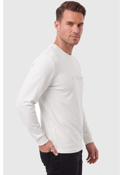 Deepsea Erkek Slim Fit Likralı Çizgi Dokulu Beyaz Sweatshirt Bisiklet Yaka Nakışlı Spor Şık Sweat 2708518 Deepsea Erkek Slim Fit Likralı Çizgi Dokulu Beyaz Sweatshirt Bisiklet Yaka Nakışlı Spor Şık Sweat 2708518