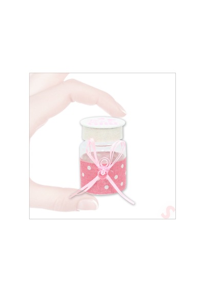 Emzikli Plastik Kavanoz, 6,5cm X 4cm X 12 Adet - Pembe Renkli Çok Renkli
