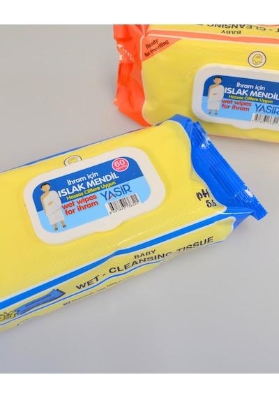 Umre ve Hac İçin Kokusuz Islak Mendil İhrama Uygun 2'li Paket 120 Adet Hijyen Mendil 2'li Set