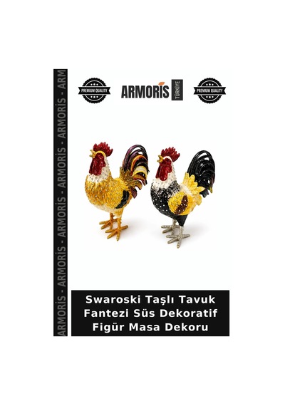 Swaroski Taşlı Tavuk Fantezi Süs Dekoratif Figür Masa Dekoru