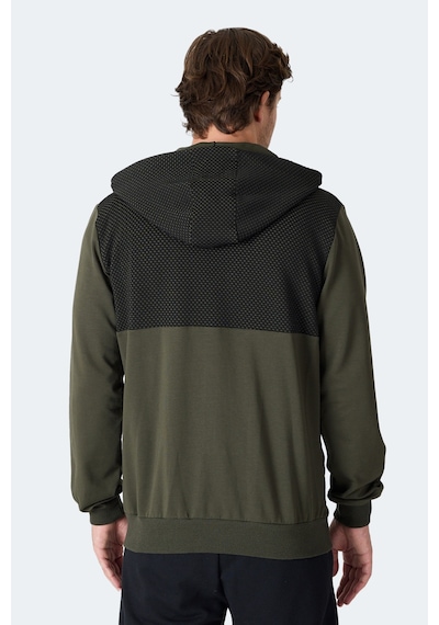Slazenger Flame Erkek Kapüşonlu Cepli Haki Sweatshirt Haki