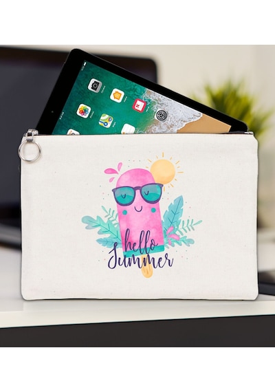 Bk Gift Yaz Temalı-5 Tablet Çantası 30x21cm, Apple iPad Uyumlu Çantası, Baskılı Tablet Kılıfı Kılıf