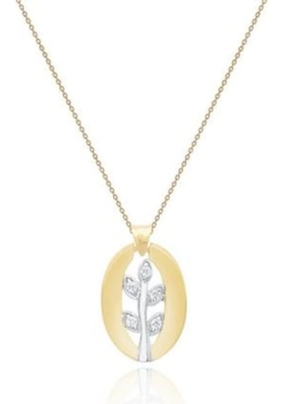 Diamond Line-Gülaylar - Sarı Beyaz Altın 14 Ayar Çiçek Kolye N11.25405
