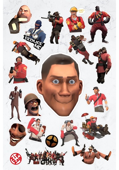 Team Fortress 2 Video Oyun Sticker Paketi 20 Adet Çok Renkli