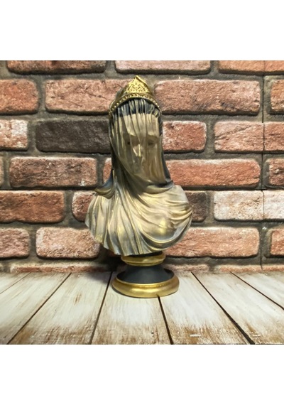 Tül Duvaklı Kadın Büst Heykel Biblo