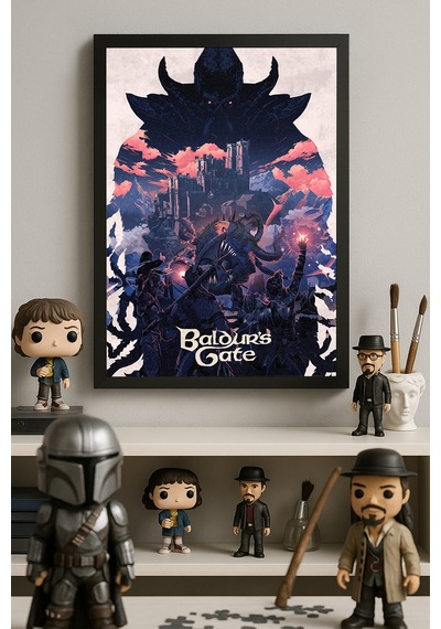 Baldurs Gate Siyah Ahşap Çerçeveli Poster, Dekoratif Oyun Duvar Tablosu