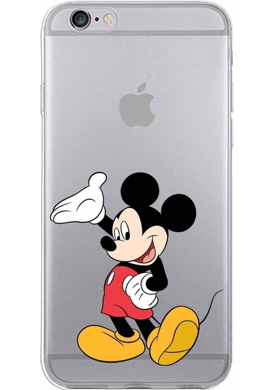 Apple Uyumlu iPhone 6s Kapak Mickey Mouse Tasarımlı Şeffaf Silikon Kılıf Şeffaf