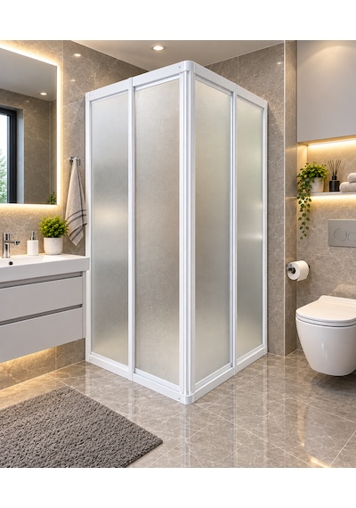 Yeni Kırılmaz Mika Camlı Duşakabin Nd800 Beyaz