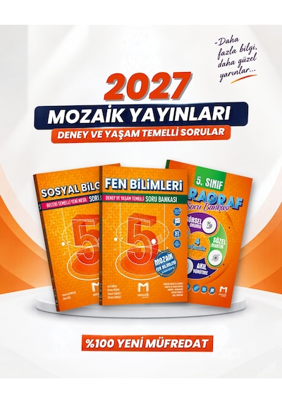 Mozaik Moz5 Sos-moz 5 Fen-moz 5 Par Soru Bankası Seti 3 Kitap