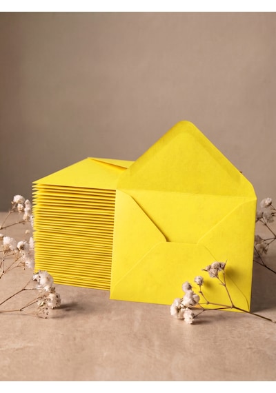 25 Adet 13x18 Cm Premium Kalite Davetiye Zarfı Sarı