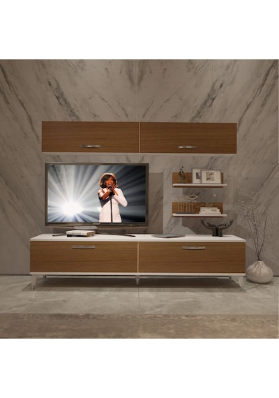 Decoraktiv Eko 5 Slm Std Silver Tv Ünitesi Tv Sehpası Beyaz - Ceviz