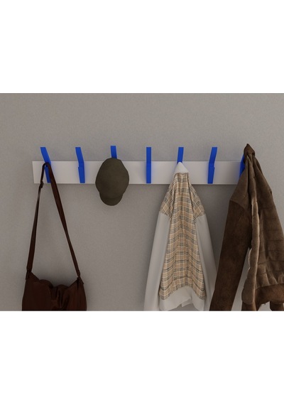 Hepsi3boyutlu Modern Duvar & Kapı Kanca Askılık - 7 Adet Mavi Kanca Askılık - Model No : 3 Mavi