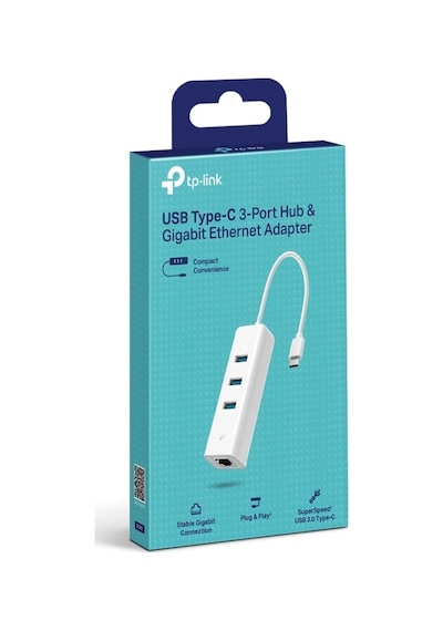 Tp-link Ue330c, Usb Type-c Den 3 Adet Type-a 3.0 Hub Ve Gigabit E