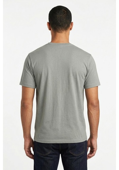 Uki Gri Bisiklet Yaka Basic T-shirt