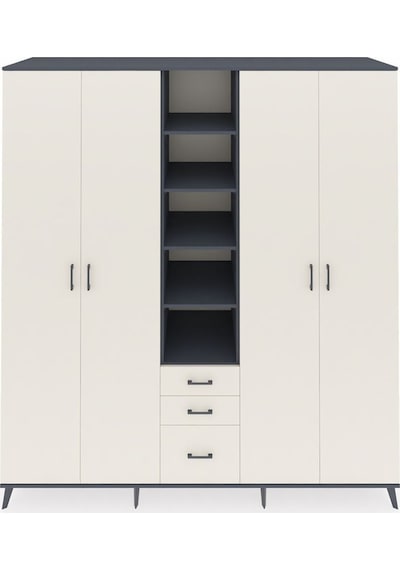 Kronos Dolap 17 Raflı 3 Çekmeceli 4 Kapaklı 220x59x243 Antrasit-aytaşı/aytaşı Aytası/aytası - Antrasıt