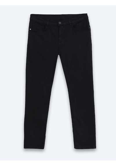 Kip Lacivert Dokuma Slim Fit Spor Pamuk Karışımlı Pantolon