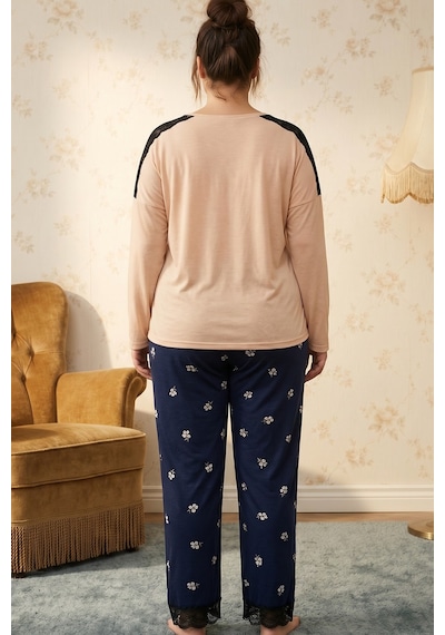 Siyah İnci Ten Rengi Büyük Beden Battal Boy Viskon Örme Pijama Takım 26224846 Siyah İnci Ten Rengi Büyük Beden Battal Boy Viskon Örme Pijama Takım 26224846