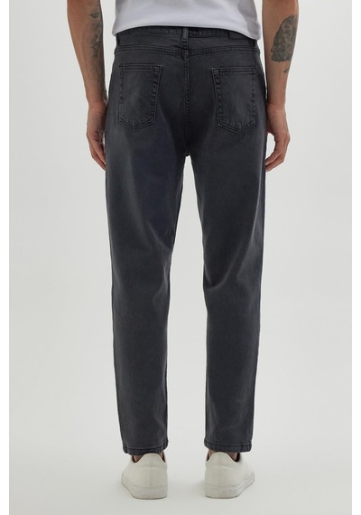 Tudors Erkek Regular Fit Bol Kesim Denim Yıkamalı Efektli Esnek Gri Jean Kot Pantolon-34494