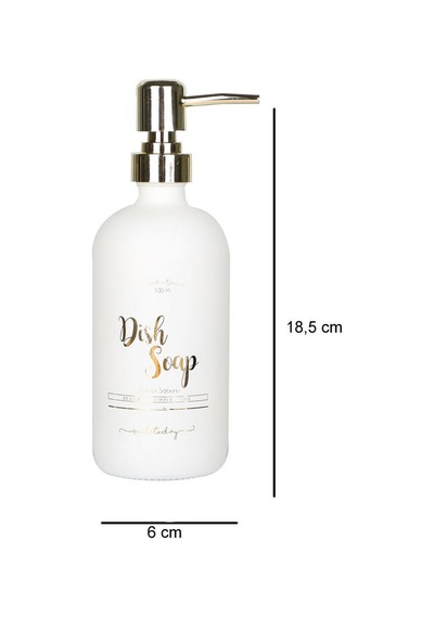 Beyaz Cam Bulaşık Sabunu Şişesi - 500 Ml Dish Wash Beyaz Beyaz