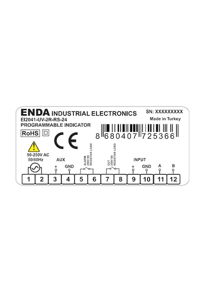 Enda Eı2041-lv ,77x35,24vac/dc Analog Giriş Proses Gösterge
