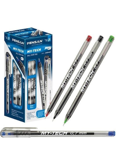 Pensan My Tech 0.7 MM Iğne Uç Siyah 25Li Tükenmez Kalem 2240