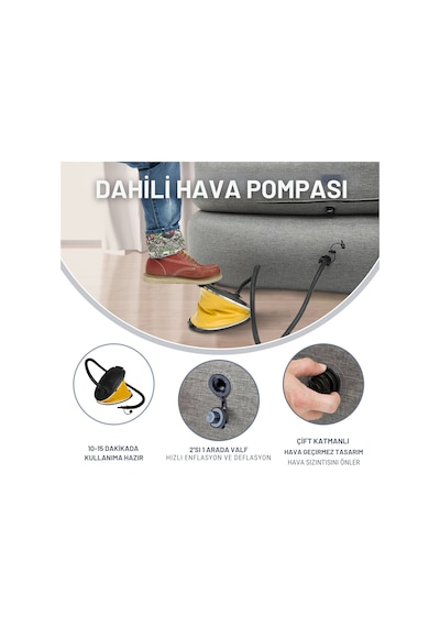 Kingcamp Single Inflatable Sofa Premium Şişme Koltuk Gri