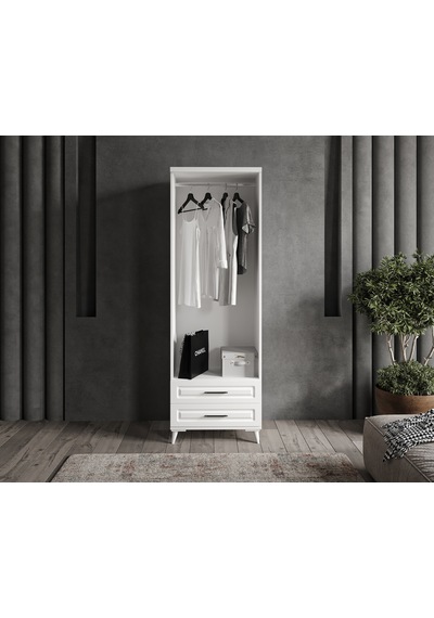 GuneyStore Sanat 2 Kapaklı Komple MDF Beyaz Gardırop