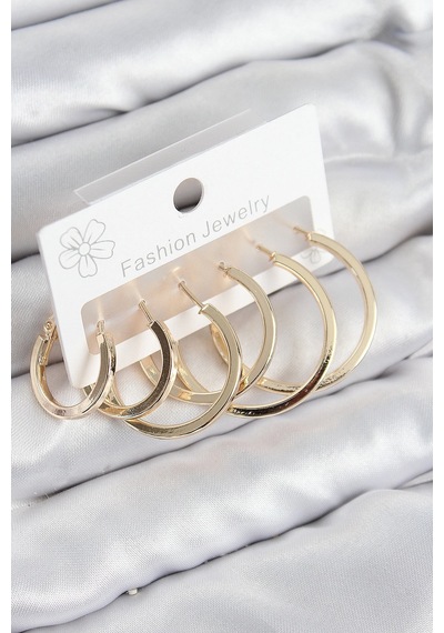 Mey İthalat Pirinç Halka Model Gold Renk Kadın Set Küpe Çok Renkli 88012705